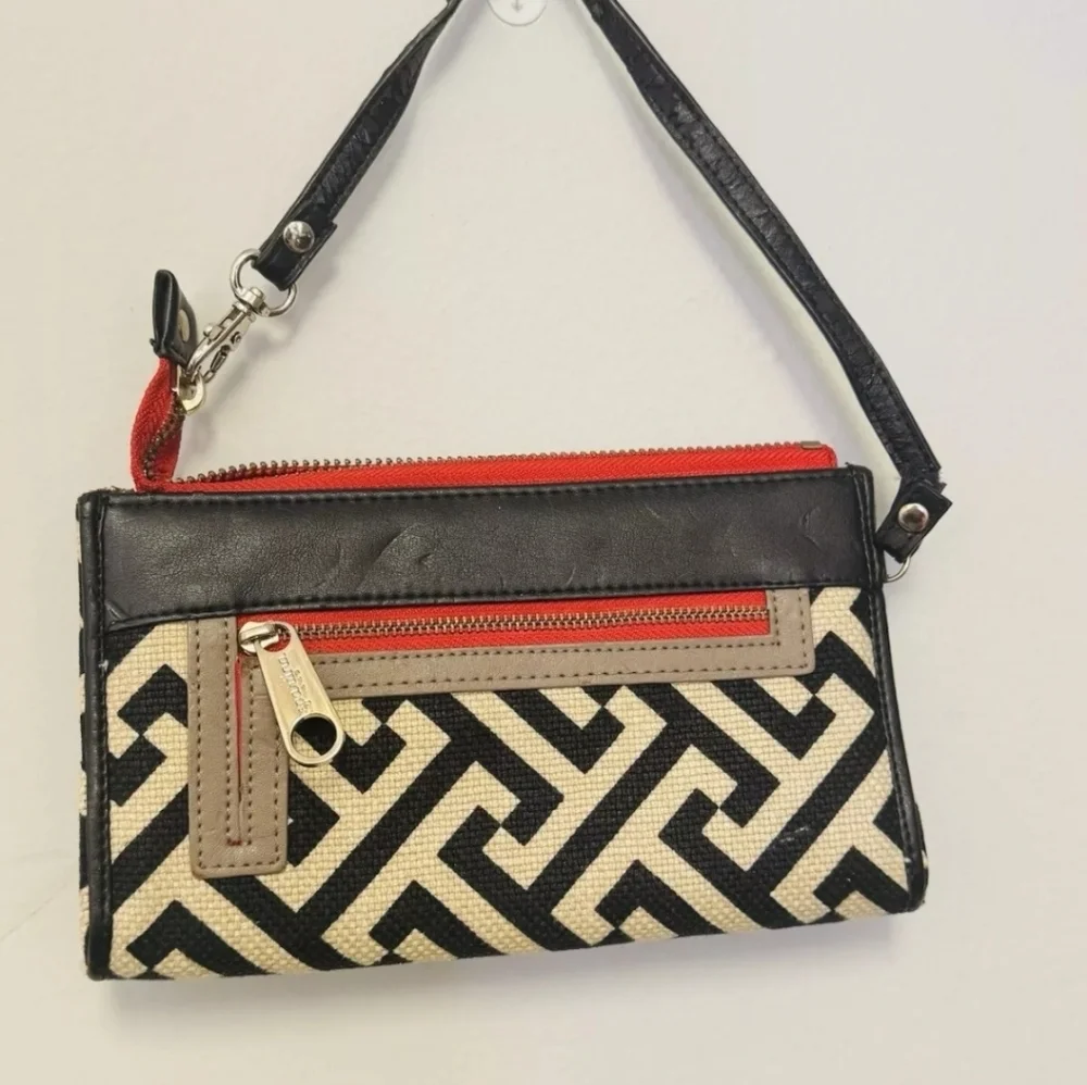 SPARTINA Daufuskie Island Wristlet, Black Tan Geometric Design